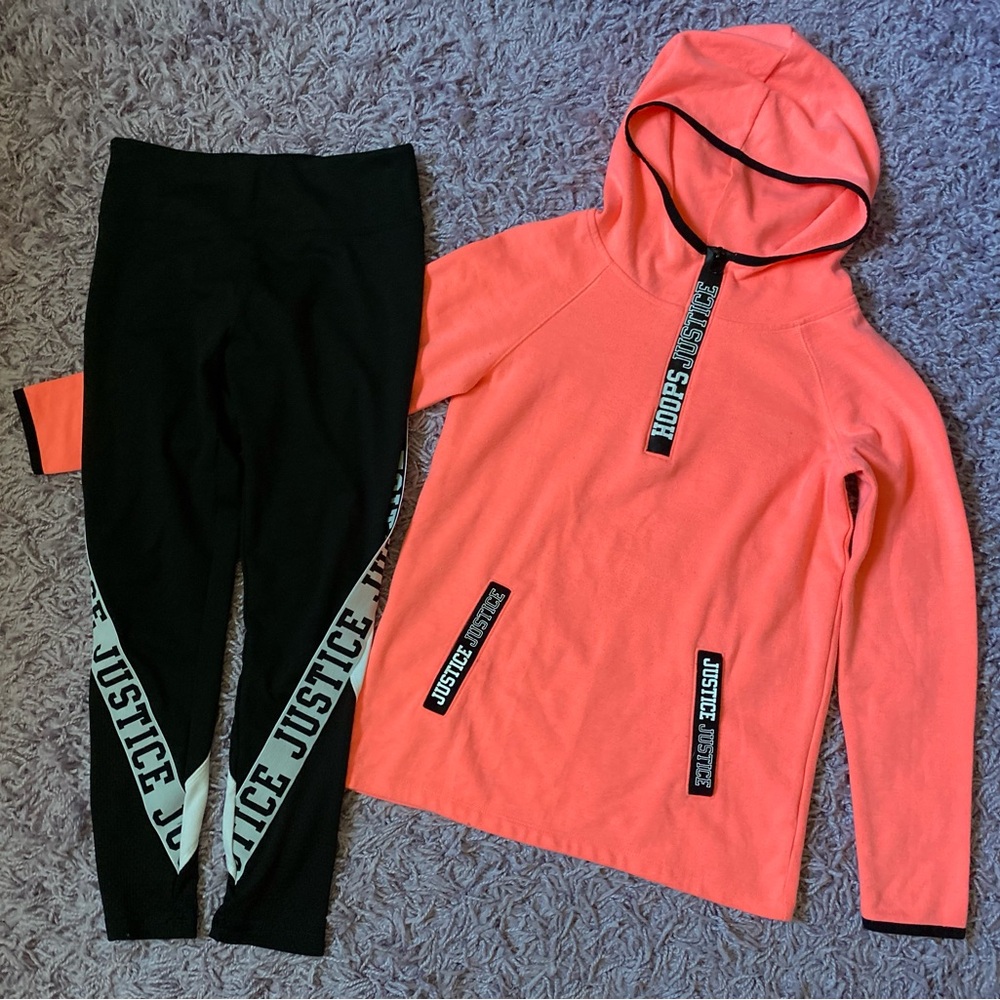 Justice Orange Hoodie and Black Leggings 🏀